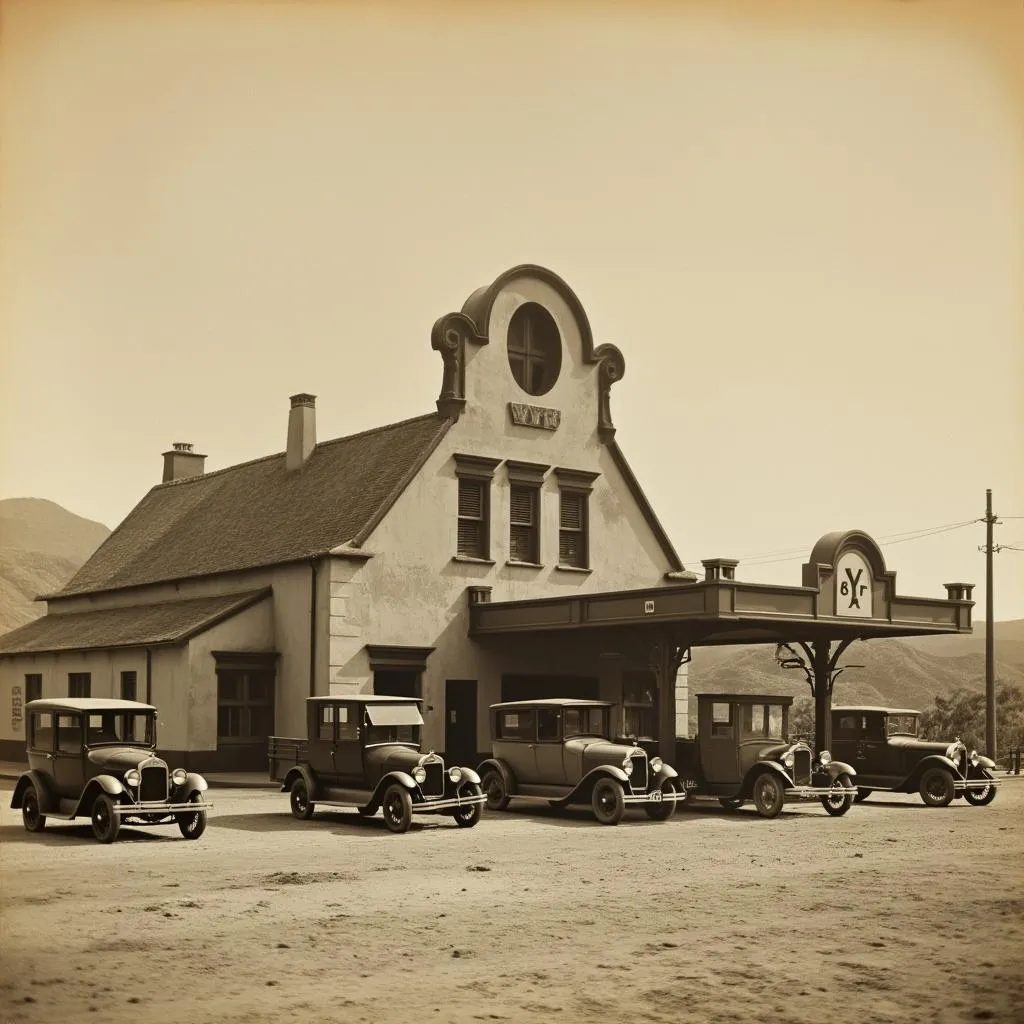 Foto histórica de la primera estación YPF