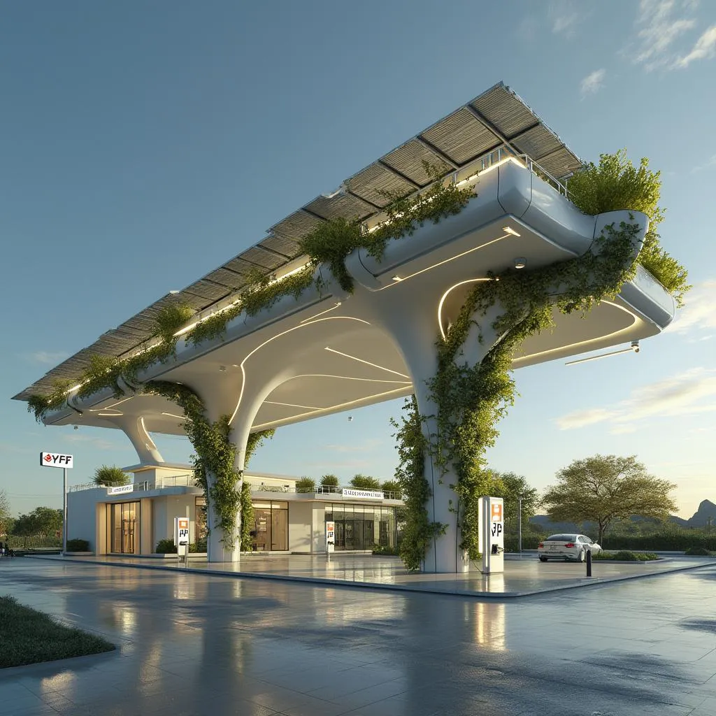 Estación YPF moderna con tecnología sostenible