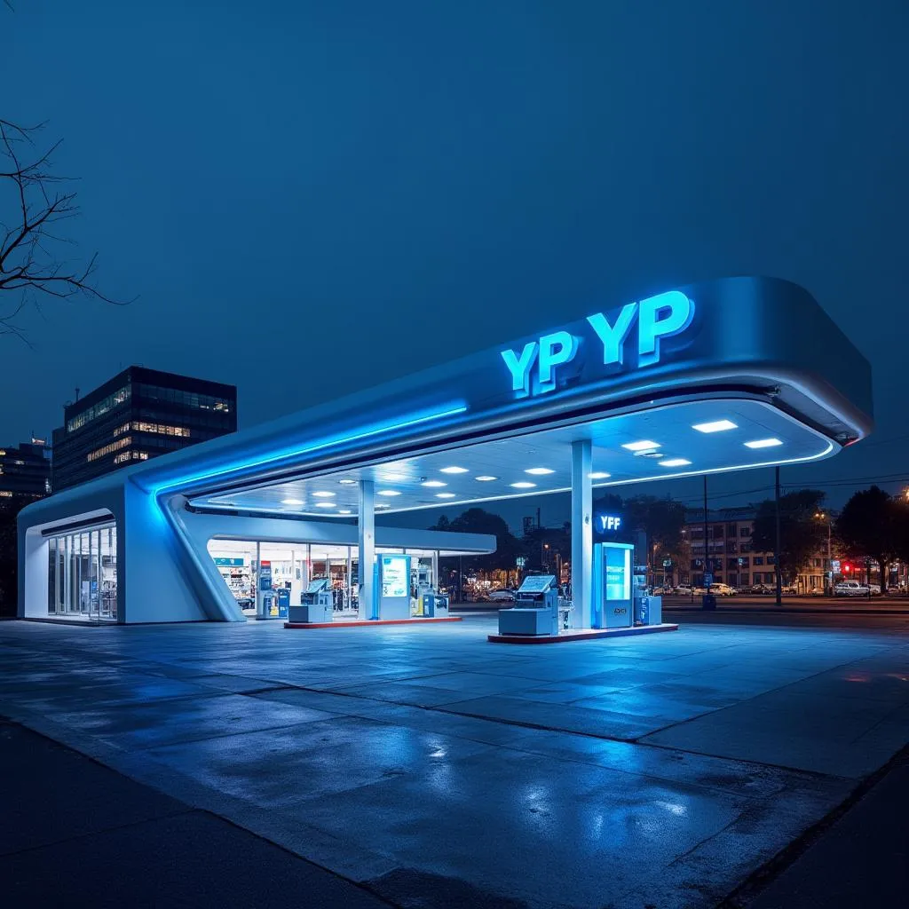 Estación YPF moderna en ciudad